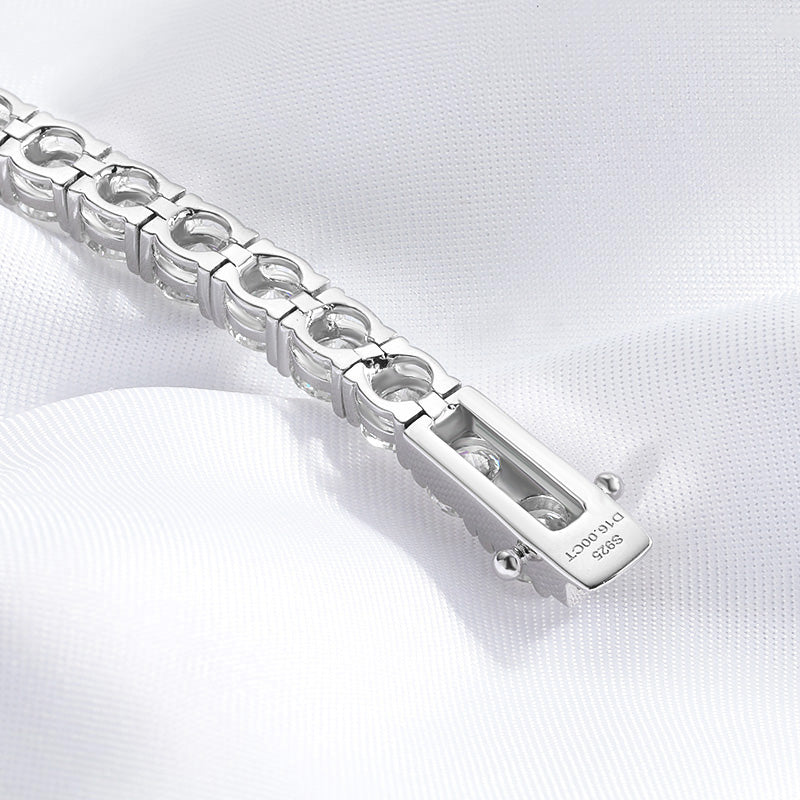 Moissanite Bracelet Plated in Sterling Silver and 18k White Gold
