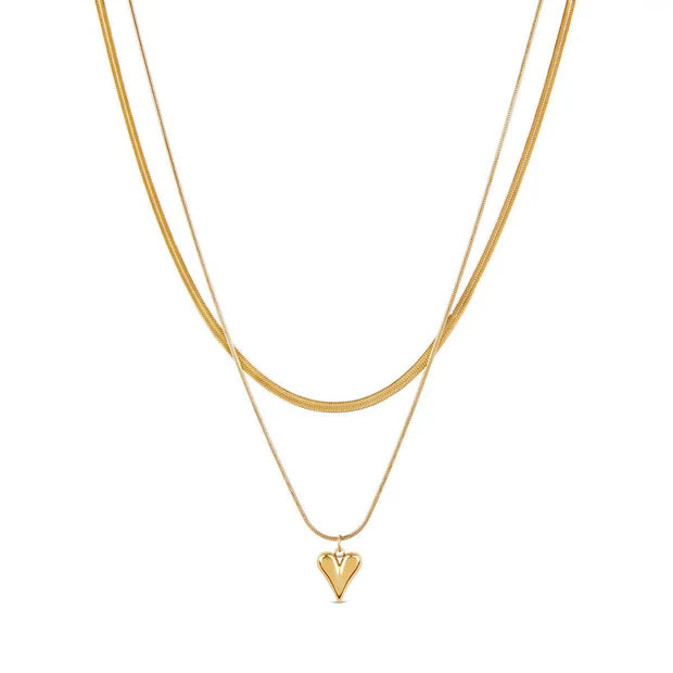 Mix of Carved Heart Necklaces Plated in 18K Gold
