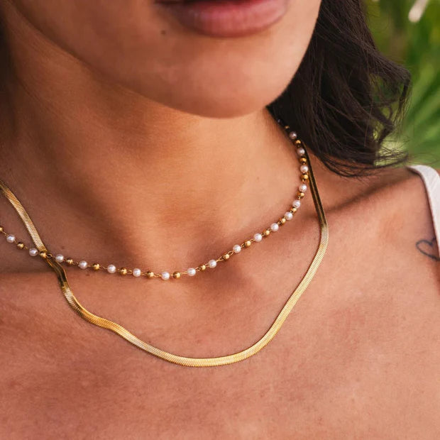 18K Gold Plated Pearl Necklace Mix