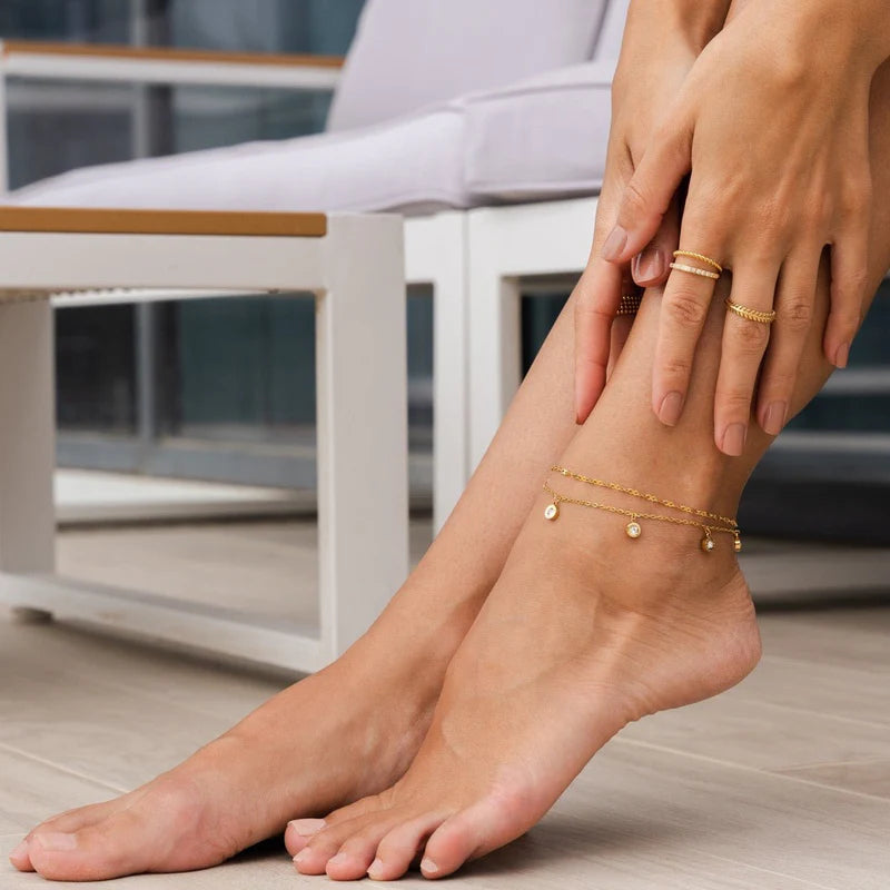 Atlas Zirconia Ankle Bracelet 18K Gold Plated
