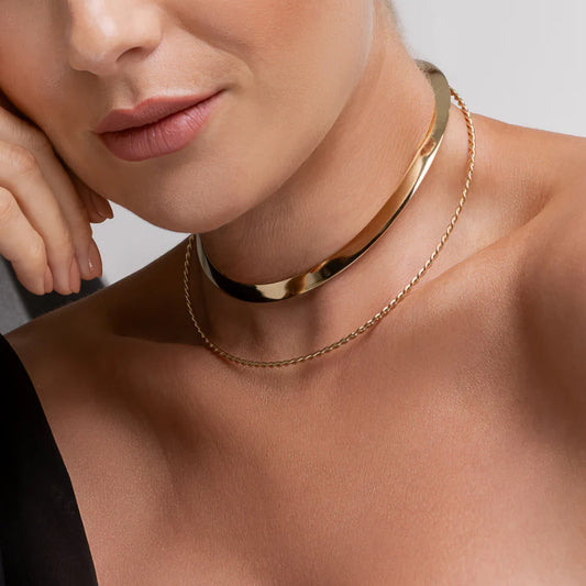18k Gold Plated Smooth Hoop Necklace
