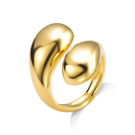 18k Gold Plated Double Drop Adjustable Ring