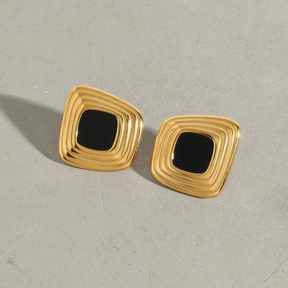Geometric Ribbed Earrings 18K Gold Plated