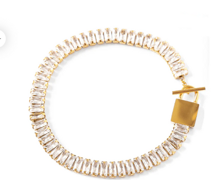 Rectangular Riviera Bracelet Plated in 18k Gold
