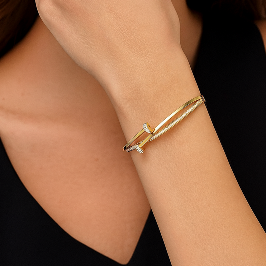 18K Gold Plated Zirconia Nail Bracelet