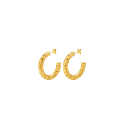 Textured Hoop Earrings Plated in 18K Gold