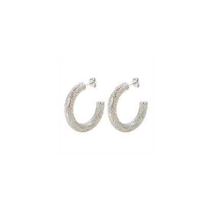 Textured Hoop Earring - Silver