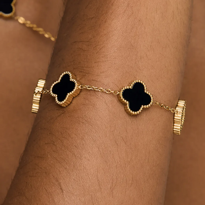 Black Clover Bracelet 18k Gold Plated