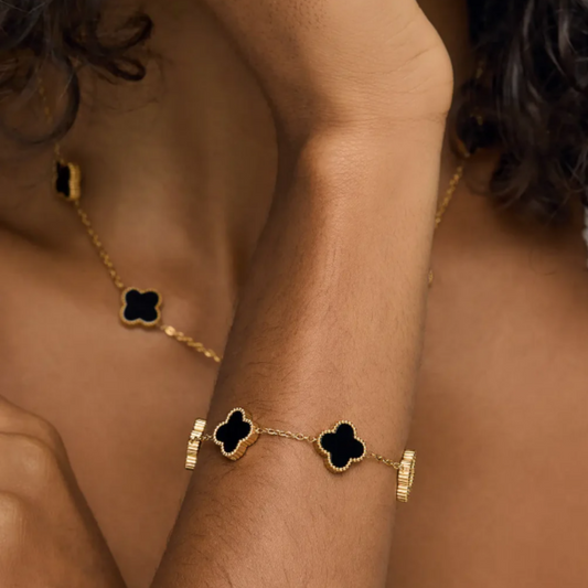 Black Clover Bracelet 18k Gold Plated