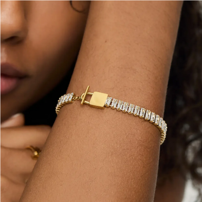 Rectangular Riviera Bracelet Plated in 18k Gold