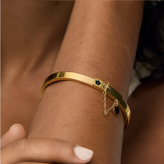 Flower Bracelet with Lock 18k Gold Plated