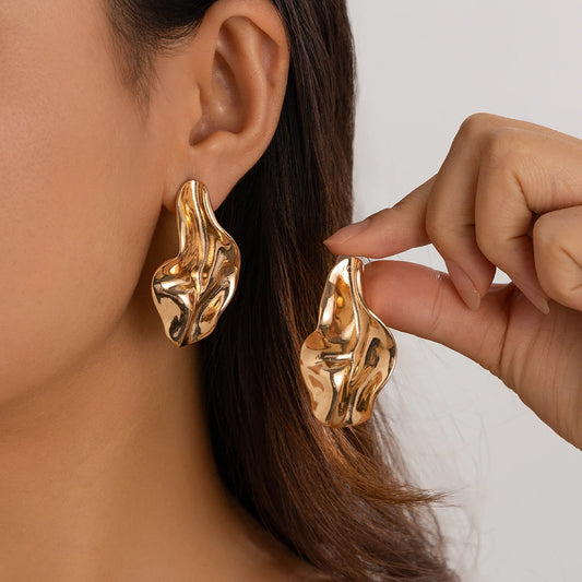 Vincenza Pleated Earrings 18K Gold Plated