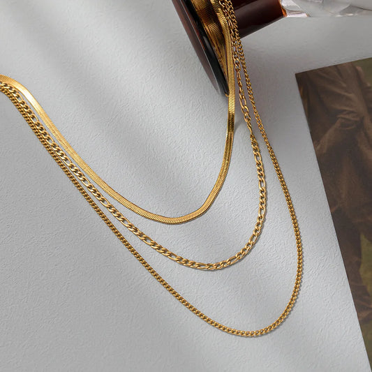 Solenne Triple Necklace 18K Gold Plated