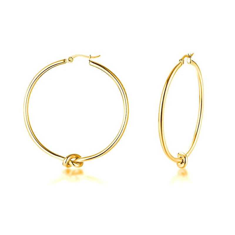 18K Gold Plated Central Knot Hoop Earring