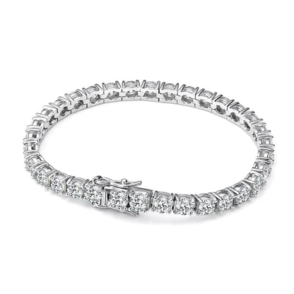 Moissanite Bracelet Plated in Sterling Silver and 18k White Gold