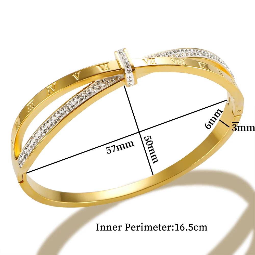 Roman Bracelet with Zirconia 18K Gold Plated