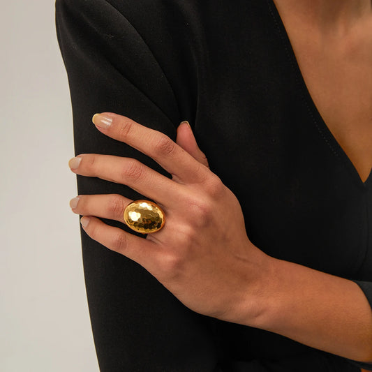 Uworld Hammered Ring 18K Gold Plated