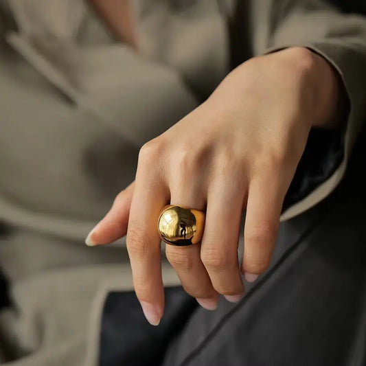 18K Gold Plated Chunky Dome Ring