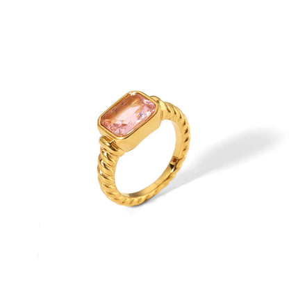 Vintage Zircon Ring 18k Gold Plated