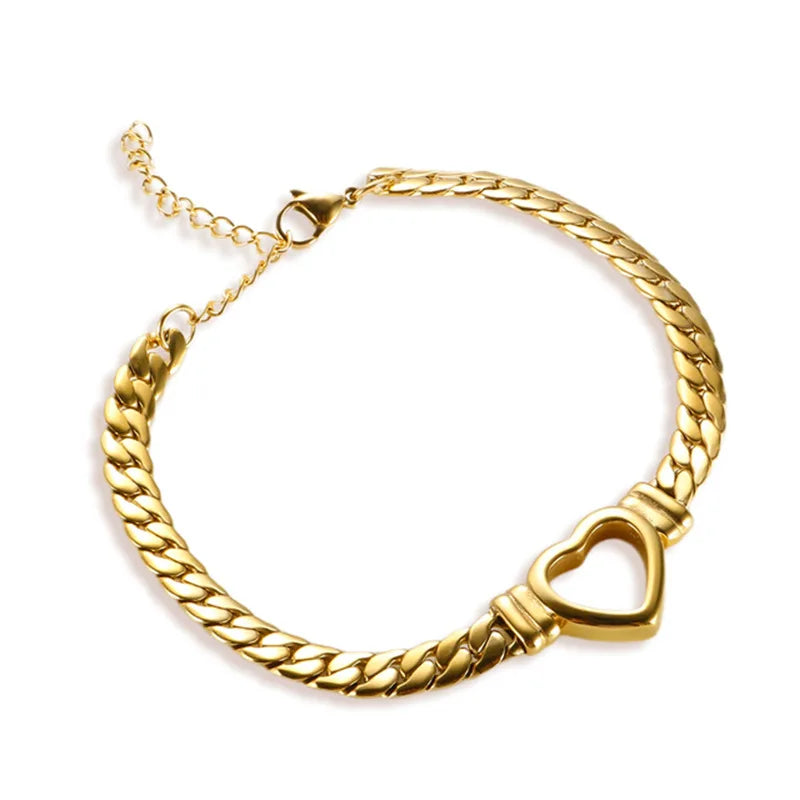 Minimalist Heart Bracelet 18K Gold Plated