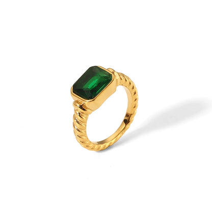 Vintage Zircon Ring 18k Gold Plated