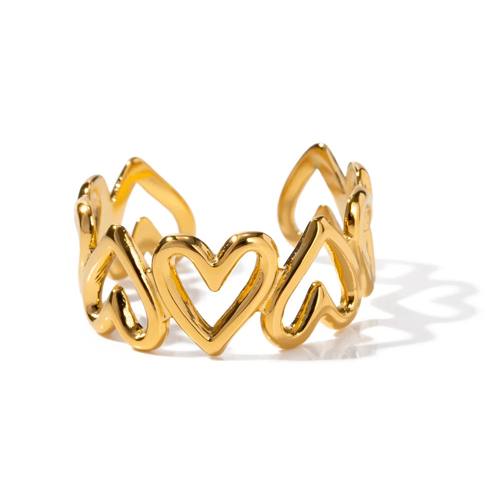 Uworld Love Hollow Ring 18K Gold Plated