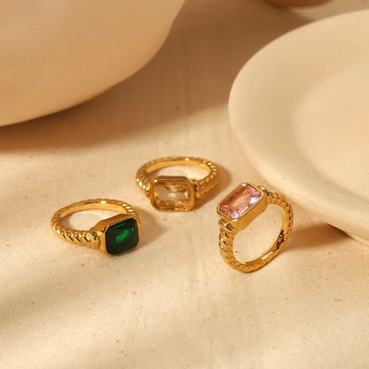Vintage Zircon Ring 18k Gold Plated