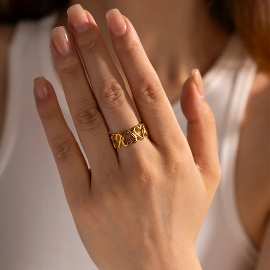 Uworld Love Hollow Ring 18K Gold Plated