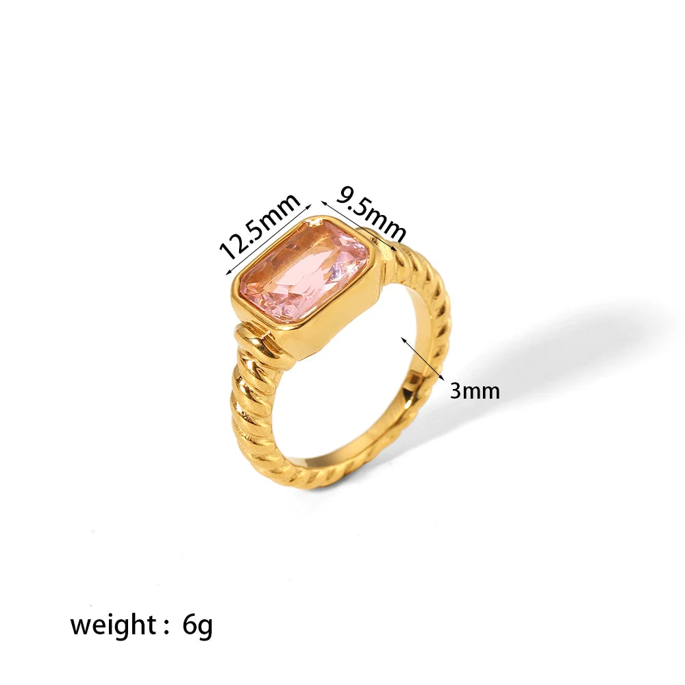 Vintage Zircon Ring 18k Gold Plated
