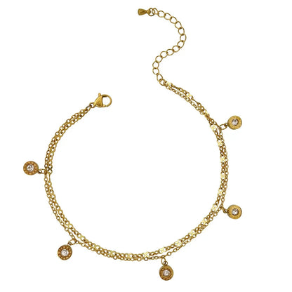 Atlas Zirconia Ankle Bracelet 18K Gold Plated