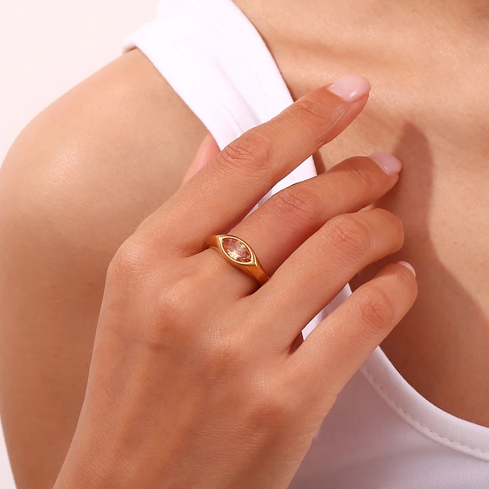 EBbelle zirconia ring 18K gold plated