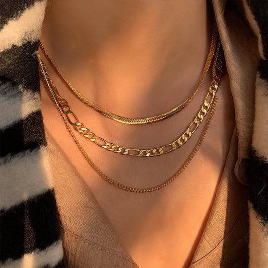 Solenne Triple Necklace 18K Gold Plated