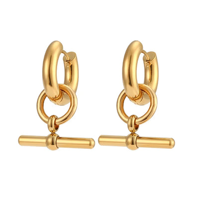 18k Gold Plated T-Bar Earring