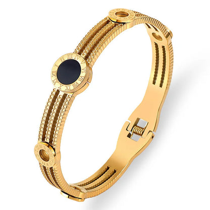 Triple Onyx Bracelet Plated in 18k Gold