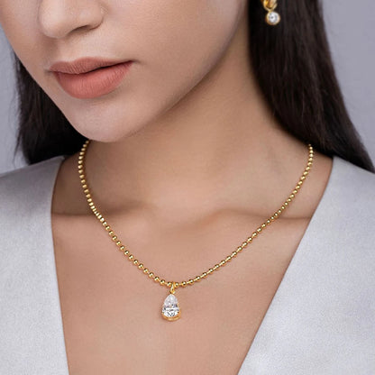 18k Gold Plated Moissanite Pendant Necklace