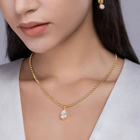 18k Gold Plated Moissanite Pendant Necklace