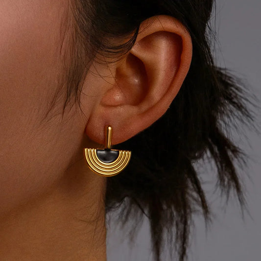 Retro Hepburn Geometric Earrings 18K Gold Plated