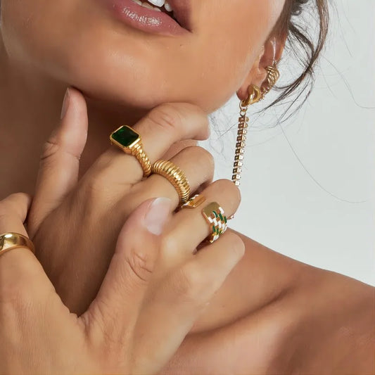 Vintage Zircon Ring 18k Gold Plated