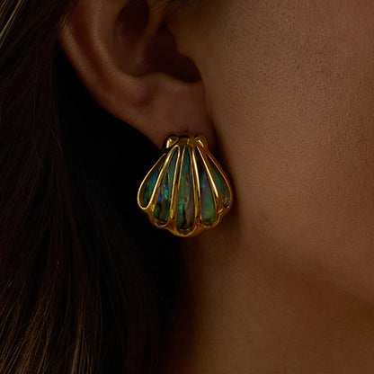 18K Gold Plated Colorful Abalone Shell Earrings