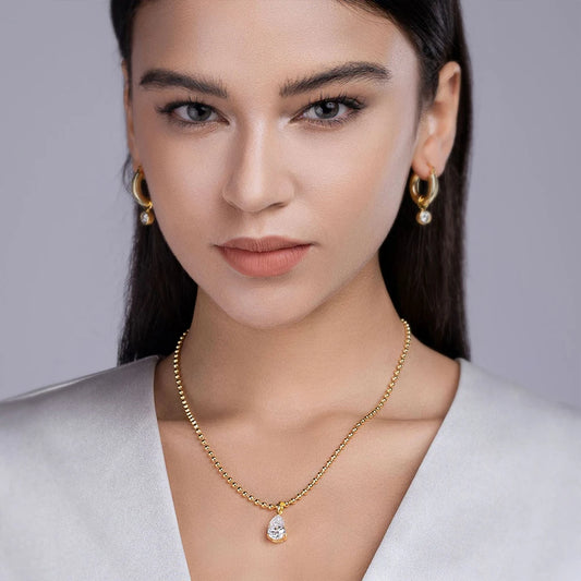 18k Gold Plated Moissanite Pendant Necklace