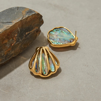 18K Gold Plated Colorful Abalone Shell Earrings