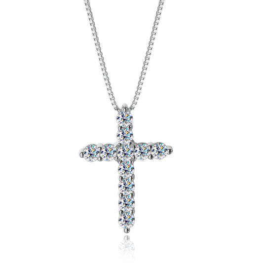 Moissanite Cross Pendant Necklace