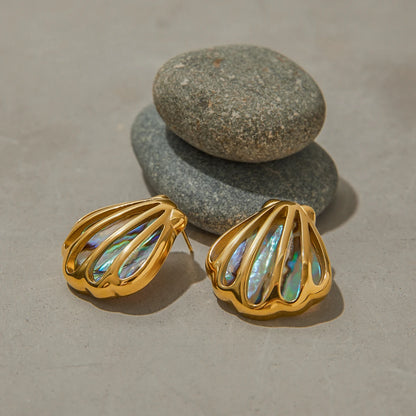 18K Gold Plated Colorful Abalone Shell Earrings