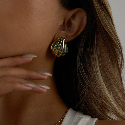18K Gold Plated Colorful Abalone Shell Earrings