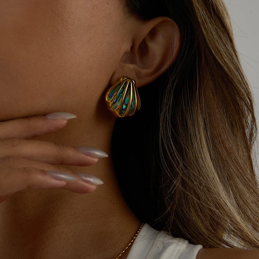 18K Gold Plated Colorful Abalone Shell Earrings