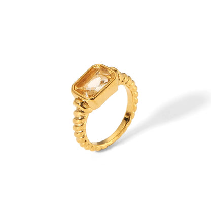 Vintage Zircon Ring 18k Gold Plated