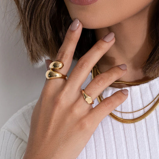18k Gold Plated Double Drop Adjustable Ring