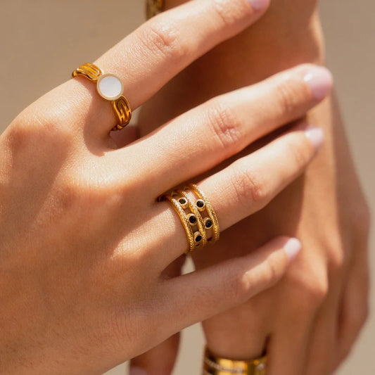 Athena Ring with Mother of Pearl Stone and 18K Gold Plated
