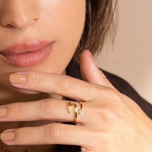 18K Gold Plated Lotus Flower Ring
