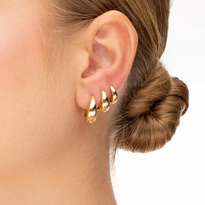 Trio Earring Smooth Articulated Hoop 18k Gold Plated
